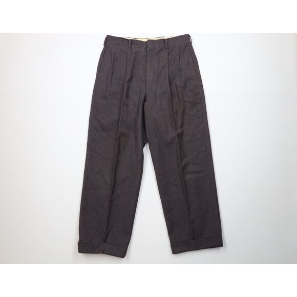 Vtg 50s 60s Streetwear Men 30x27 Distressed Heavy Wool Knit Wide Leg Chino Pants
